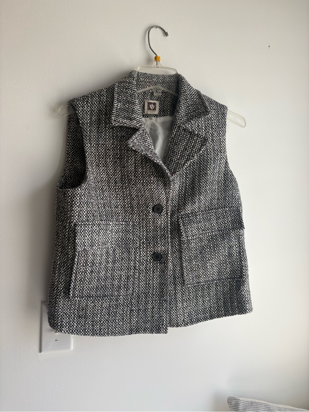 Anne Klein Black & White Tweed Sleeveless Vest